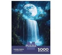 Rompecabezas De 1000 Piezas para Adultos Moonlit Waterfall Scene Rompecabezas para Adultos Juegos Familiares Carrera De Velocidad Manual Regalo De Cumpleaños, Regalos, 38x26cm/1000pcs