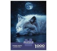 Rompecabezas De 1000 Piezas para Adultos Moonlit Wolf Reflections Rompecabezas para Adultos Juguetes DIY Regalos para Mujeres Regalos para Amigos Y Familiares 70x50cm/1000pcs