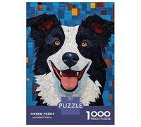 Rompecabezas De 1000 Piezas para Adultos Mosaic Border Collie Rompecabezas para Adultos Juego De Ingenio Decoración Perfecta Regalos De Cumpleaños Y Únicos 52x38cm/1000pcs