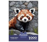 Rompecabezas De 1000 Piezas para Adultos Mosaic Red Panda on Stone Wall Rompecabezas para Adultos Juguetes Antiestrés Patrón De Montaje Oferta como Regalo para Toda La Familia 38x26cm/1000pcs