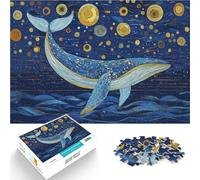 Rompecabezas de 1000 Piezas para Adultos Mosaico de Ballenas en el océano Nocturno Hecho de Madera Apto para Mayores de 14 años. Juego práctico Juego de Navidad Regalos para Mujeres tamaño:50x75cm