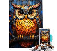 Rompecabezas de 1000 Piezas para Adultos Mosaico de búho Arte Rompecabezas para Adolescentes Juegos Divertidos decoración de Pared cumpleaños (tamaño 38x52cm)