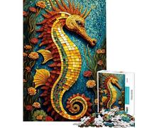 Rompecabezas de 1000 Piezas para Adultos Mosaico de caballitos de mar Rompecabezas para Adolescentes Montaje de Patrones Juego desafiante y Divertido para Toda la Familia 38x52cm
