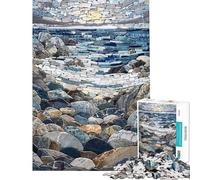 Rompecabezas de 1000 Piezas para Adultos Mosaico de Playa rocosa Rompecabezas artístico para Adultos Juegos relajantes para la diversión Familiar en cumpleaños y Navidad (tamaño 38x26cm)