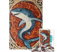 Rompecabezas de 1000 Piezas para Adultos Mosaico de Tiburones Rompecabezas para Adolescentes Mejora la Memoria desafío Educativo Juego de desafío único 38x26cm