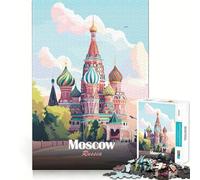 Rompecabezas de 1000 Piezas para Adultos,Moscú,Rusia Ilustración de la Catedral de San Basilio de Corte Fino Juego para desarrollar la Capacidad de razonamiento Juego para Momentos de Tranquilidad