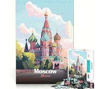 Rompecabezas de 1000 Piezas para Adultos,Moscú,Rusia Ilustración de la Catedral de San Basilio Juego de lógica con Bordes precisos Momento de diversión y Entretenimiento Regalo para el Tiempo