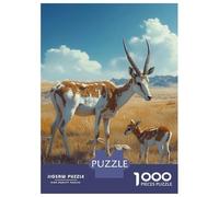 Rompecabezas De 1000 Piezas para Adultos Mother and Baby Addax Antelope Rompecabezas para Adultos Juegos Relajantes Que Mejoran La Memoria Diversión En Casa Actividades, 70x50cm/1000pcs