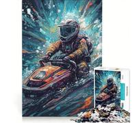 Rompecabezas de 1000 Piezas para Adultos Moto acuática, Astronauta, fantasía, Juego Imposible, análisis y lógica, fortalece el Amor Entre Parejas 50x75cm