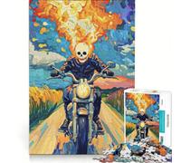 Rompecabezas de 1000 Piezas para Adultos Moto Ghost Rider, Juguete Educativo, para Relajarse intelectualmente, colección de Artistas, Bellas Artes 38x52cm