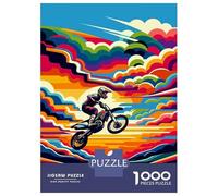 Rompecabezas De 1000 Piezas para Adultos Motocross Sunset WPAP Rompecabezas para Adultos Juego De Ingenio Desafío Difícil Desafiante De Completar 52x38cm/1000pcs