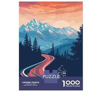 Rompecabezas De 1000 Piezas para Adultos Motorcycle Mountain Road Rompecabezas para Adolescentes Juego Práctico Desafío Difícil Regalo De Cumpleaños, Regalos, 38x26cm/1000pcs