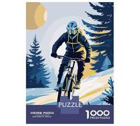 Rompecabezas De 1000 Piezas para Adultos Mountain Biker in Winter Landscape Rompecabezas para Adultos Juegos Divertidos Corte De Precisión Actividades Divertidas En Casa, 52x38cm/1000pcs
