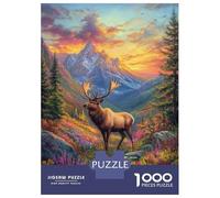 Rompecabezas De 1000 Piezas para Adultos Mountain Majesty Elk's Serene Path Rompecabezas para Adolescentes Juguete Decoración De Pared Alivio del Estrés 52x38cm/1000pcs