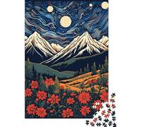 Rompecabezas De 1000 Piezas para Adultos Mountain Night Sky Art Print -3 Rompecabezas para Adultos Juegos Familiares Decoración Desafiante De Completar 70x50cm/1000pcs