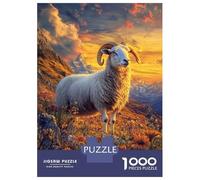 Rompecabezas De 1000 Piezas para Adultos Mountain Ram at Sunset Rompecabezas para Adolescentes Juego Práctico Desafío Difícil Regalo De Cumpleaños, Regalos, 52x38cm/1000pcs