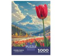 Rompecabezas De 1000 Piezas para Adultos Mountain View with Tulips Rompecabezas para Adultos Juguetes Antiestrés Decoración del Hogar Regalos para Amigos Y Familiares 70x50cm/1000pcs