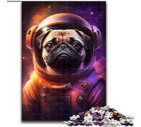Rompecabezas de 1000 Piezas para Adultos MSpace Astronaut Pug de cartón Rompecabezas para Adultos tamaño 26x38cm Actividades Divertidas en casa, Regalo de cumpleaños, Regalos de Viaje