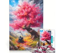 Rompecabezas de 1000 Piezas para Adultos: Muerte bajo un árbol Rosa Juegos Divertidos para la interacción Entre Padres e Hijos Cada Pieza es única 38x52cm