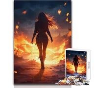 Rompecabezas de 1000 Piezas para Adultos: Mujer Caminando a través del Fuego, Juego desafiante, Juguetes, desafío difícil, Ideas de Regalo, tamaño 38x26cm