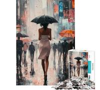 Rompecabezas de 1000 Piezas para Adultos Mujer Caminando bajo la Lluvia Actividades Divertidas para Hacer en casa Juego antiestrés y Rompecabezas para Mayores de 14 años (50x75cm)