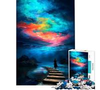 Rompecabezas de 1000 Piezas para Adultos Mujer Caminando hacia un Cielo Colorido Desafío de Inteligencia Cerebral Juguete adictivo Juego Imposible Decoración de Pared Gran Regalo (Tamaño 38x26cm)