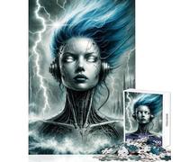 Rompecabezas de 1000 Piezas para Adultos Mujer cibernética en un mar tormentoso Juego práctico para aliviar el estrés Juguetes de decoración para el hogar Que fomentan el Amor Entre Parejas (38x52cm)