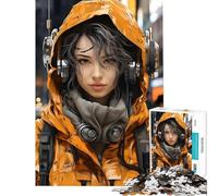 Rompecabezas de 1000 Piezas para Adultos Mujer ciberpunk Vestida de Naranja Rompecabezas antiestrés para Adultos Que Mejora la Memoria Un Reto para completar (tamaño 50x75cm)