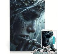 Rompecabezas de 1000 Piezas para Adultos: Mujer con Corona Floral en Actitud contemplativa, Juego de ingenio, Interesante para Reducir el estrés, Cada Pieza es única 38x52cm