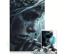 Rompecabezas de 1000 Piezas para Adultos: Mujer con Corona Floral en Actitud contemplativa, Juego Familiar, Montaje de Patrones, cumpleaños y Navidad 50x75cm