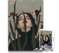 Rompecabezas de 1000 Piezas para Adultos: Mujer con Flores, lágrimas y Serenidad Disfrute de Horas de Tranquilidad y Tranquilidad Corte Limpio, Juguete Artesanal Duradero Tamaño: 38x52cm