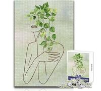 Rompecabezas de 1000 Piezas para Adultos, Mujer con Hojas Verdes, Juego de desafío único, Carrera de Velocidad Manual, Juguete Educativo, tamaño 38x52cm