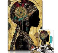 Rompecabezas de 1000 Piezas para Adultos: Mujer con Tocado elaborado Rompecabezas de 1000 Piezas Juguetes de Entretenimiento Familiar con póster a Juego y Hoja de Trivia de 38x26cm