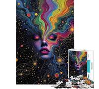 Rompecabezas de 1000 Piezas para Adultos Mujer Cósmica con Flujo de Energía Colorido Rompecabezas para Adolescentes Mejora la Memoria Desafío Educativo Juego de Desafío Único 38x26cm