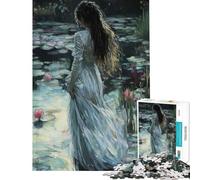 Rompecabezas de 1000 Piezas para Adultos Mujer de Blanco Junto a nenúfares Rompecabezas para Adultos Ideal para armar analizar y desarrollar la lógica Un Gran Regalo para los Amantes de los Juegos