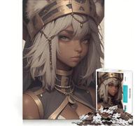 Rompecabezas de 1000 Piezas para Adultos Mujer de Cabello Blanco Vestida de Dorado Estilo Anime Juegos Divertidos y desafiantes para completar Que fomentan el Amor en Pareja 50x75cm
