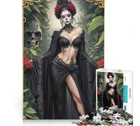 Rompecabezas de 1000 Piezas para Adultos: Mujer del Día de Muertos, Juego Interactivo para Padres e Hijos, Toda la Familia 38x26cm