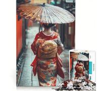Rompecabezas de 1000 Piezas para Adultos Mujer en Kimono Caminando en Japón Juegos relajantes Actividades Divertidas para Hacer en casa y Fortalecer el Amor en Pareja 50x75cm