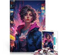 Rompecabezas de 1000 Piezas para Adultos Mujer en la Ciudad de Noche Hecho de cartón para Mayores de 14 años Juegos relajantes Mejorar el Amor Entre Parejas tamaño:38x52cm