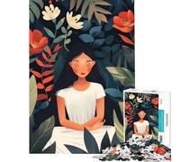 Rompecabezas de 1000 Piezas para Adultos Mujer en un Entorno Floral Sereno Rompecabezas Educativo de 1000 Piezas Decoración Juego desafiante para Disfrutar en Familia (38x26cm)