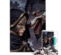 Rompecabezas de 1000 Piezas para Adultos Mujer enmascarada con Lobo Rompecabezas Relajante para Adultos Desafío difícil Regalo para Reducir el estrés (Tamaño 38x26cm)