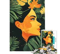 Rompecabezas de 1000 Piezas para Adultos Mujer Entre follaje Tropical Un Reto para completar Decoración del hogar Juego práctico para Mayores de 14 años (50x75cm)