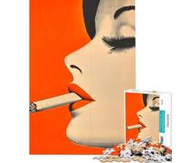 Rompecabezas de 1000 Piezas para Adultos Mujer fumando un Cigarrillo Juguete Intelectual Juego de ingenio Análisis y lógica Regalos para Hombres y Mujeres (Tamaño 75x50cm)