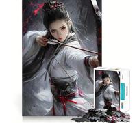 Rompecabezas de 1000 Piezas para Adultos Mujer guerrera con Arco Divertido Juego de Memoria con componentes Resistentes y de Corte Limpio aliviar el estrés (38x52cm)