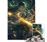 Rompecabezas de 1000 Piezas para Adultos Mujer guerrera con Espada Brillante Divertidas Actividades en casa Juego difícil e Imposible Apto para Mayores de 14 años 38x52cm