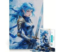Rompecabezas de 1000 Piezas para Adultos Mujer guerrera de Pelo Azul,articulaciones afiladas,Juguete para Resolver Problemas,Momento de diversión Tranquila,decoración navideña 38x26cm