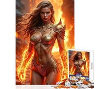 Rompecabezas de 1000 Piezas para Adultos Mujer guerrera Dorada con Poderes de Fuego Rompecabezas de 1000 Piezas para decoración del hogar Juguete Ideal para Juegos y decoración de Pared (38x52cm)