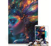 Rompecabezas de 1000 Piezas para Adultos Mujer mística con alas de Mariposa Juego práctico Carrera de Velocidad Manual con Piezas de Formas aleatorias Que encajan Perfectamente 50x75cm