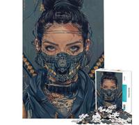 Rompecabezas de 1000 Piezas para Adultos Mujer Ninja Samurai Cibernética Juegos Divertidos para Adultos análisis y lógica Interacción Entre Padres e Hijos (Tamaño 38x26cm)