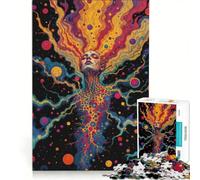 Rompecabezas de 1000 Piezas para Adultos Mujer psicodélica Surrealista en el Cosmos Juguete Educativo Difícil y desafiante Lista de Deseos con Papá Noel 50x75cm